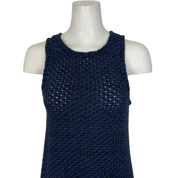 N/Nicholas Knit Fringe Tunic 8 Blue Sleeveless Sweater Scoop Neck Side Slits - Picture 6 of 12